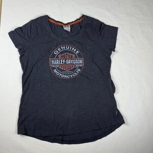 Harley-Davidson Womens H-D Performance Slub Knit Graphic T-Shirt Gray Large